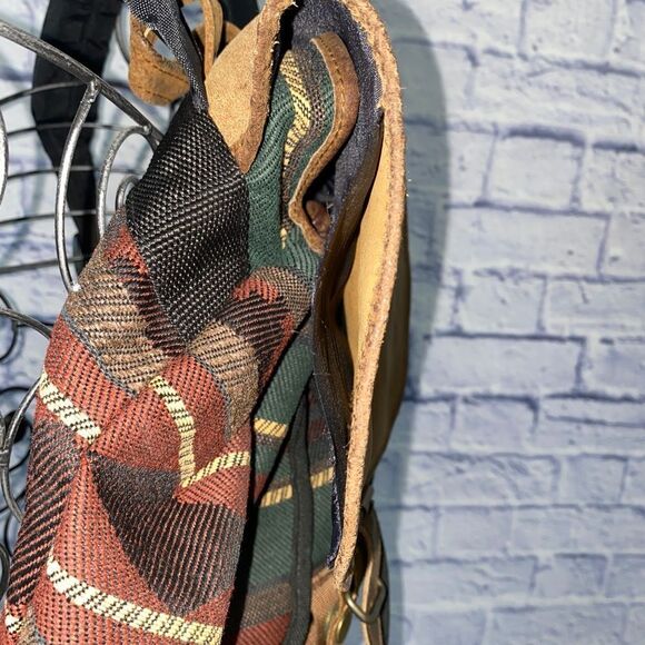Vintage Trager Aztec Southwest Leather Multi Fabric Flap Cover Backpack … - Picture 6 of 12